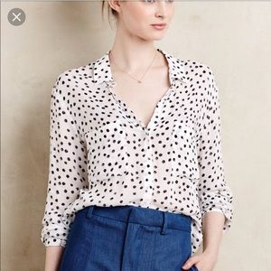 NWT Anthropologie polka dot blouse L